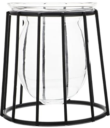 SEWOART 1stück Geometrische Hydroponik Vase Mit Wrought Iron Halterung Dekorative Pflanzencontainer Für Zuhause Für Blumen Und Grünpflanzen