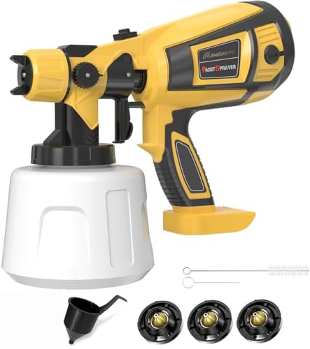 Paint Sprayer for Dewalt 20V Battery, 30000 RPM Fence Paint Sprayer, HVLP Spray Paint Gun with 4 Nozzles and 1000ml Container for Home Interior Exterior Painting (Tool Only)