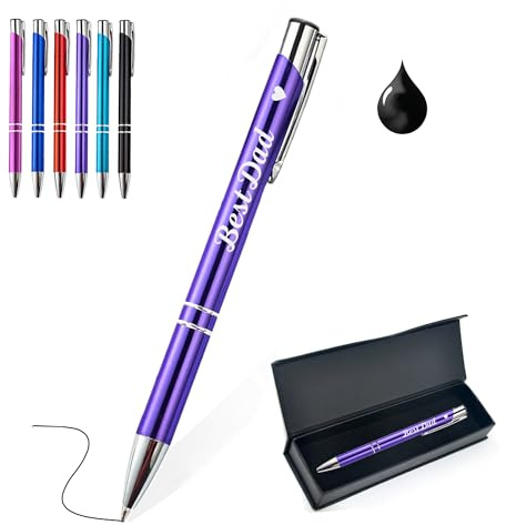 EDSG Personalised Pen for Dad Gifts for Fathers Day Custom Ballpoint Pens Daddy Gifts Pen Engraving Pens Gift with Any Text for Dad Daddy Father Grandad (Purple)