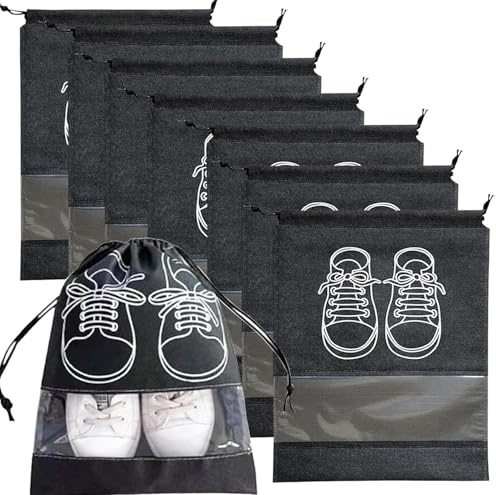 5 Stück Reise Schuh Tasche, Schuh Taschen, Schuh Taschen für Reisen, Staubdichte Tasche Schuh Aufbewahrung Tasche Drawstring Nichtgewebte Schuhe Aufbewahrungstaschen (schwarz)