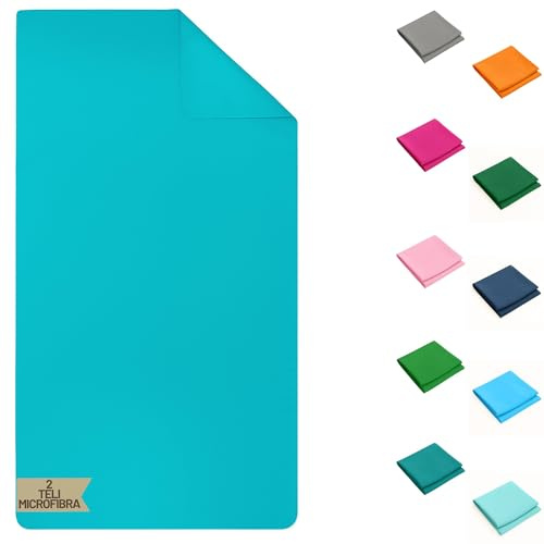SoNiT home decor - Telo Microfibra - Telo Mare Ultra Leggero - Asciugatura Rapida - Ideale per Spiaggia - Sport e Viaggi - 90x160cm - (2 pezzi Celeste, 90x160)