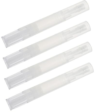 TOGEVAL 4pcs Empty Nail Oil Pen with Brush Tip Versatile Cuticle Revitalize Oil Applicators for Nail Nutrition Eyelash Growth Durable Twist Pens for Cosmetic Use