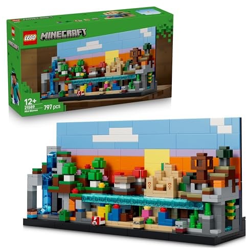 LEGO Minecraft Mini-Biomi Giocattolo - Decorazione Fai da Te in Miniatura per la Stanza da Gaming - Puzzle 3D con 5 Microfigure - Regalo per Gamer, Bambini, Bambine e Adolescenti da 12 Anni - 21589