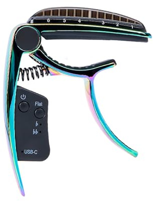 Keenso Accordeur de guitare 2 en 1, écran LED, pince d'accordage rechargeable pour basse acoustique classique, matériau en alliage de zinc, fonction d'accordage intuitive, batterie rechargeable par