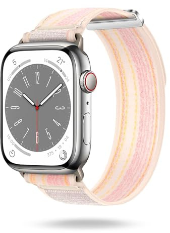 ONEFLOW Nomad Strap Kompatibel mit Apple Watch Ultra 3 (49mm) Armband Outdoor aus Nylon Stoff, Sportarmband mit Klettverschluss, Textil iWatch Armbänder Damen Herren Sport, Blush Horizon