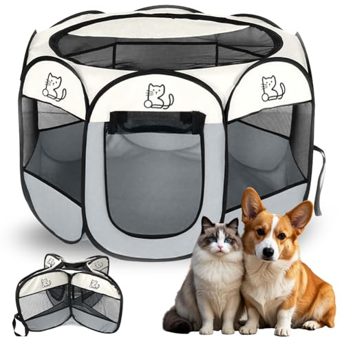 FARYODI Parc pliable pour chiots, boîte pour chien, 74x74x43 cm Parc pour animaux de compagnie, enclos pour chats, enclos pour petits animaux pour la maison, parc pour chiens, enclos pour animaux de