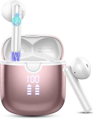 2026 Wireless Earbuds, Bluetooth 5.4 Ear buds with 4 ENC Noise Cancelling Microphone, In ear Headphone with HiFi Stereo Deep Bass, Bluetooth Earphones Earbuds 50H Playtime LED Display, IP7 Waterproof