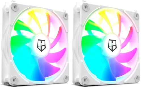 NOX XTREME PRODUCTS HUMMER EASY LINK WHITE – Ventilador 120mm LED ARGB, PWM ultrasilencioso, sin cables, 9 aspas, 4 pads antivibración, velocidad hasta 1500 RPM, color blanco (Paquete de 2)