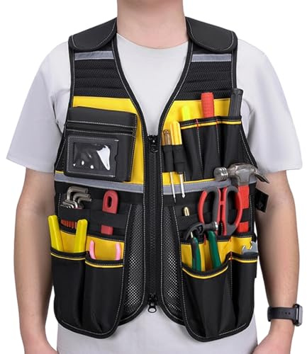 Yqooup Gilet De Travail | Ceinture À Outils Multi-Poches Et Organisateur De Sécurité - Gilet À Outils Pour Électricien,Pour Mari Père Charpentier Construction Nettoyage Grill Mécanicien Anniversaire
