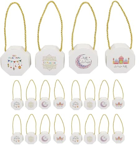 ROMISBABA 20stücke Achteckige Papierboxen für Süßigkeiten Eid-mubarak-gastgeschenke Behälter für Schokolade und Snacks Verpackung für Ramadan-feiern und Familienfeste