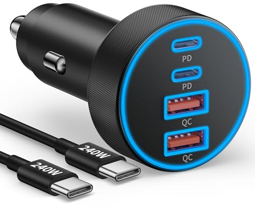 iPhone Duo/18 Pro Max/18 Pro Car Charger, 90W 4-Port Fast USB C Car Charger