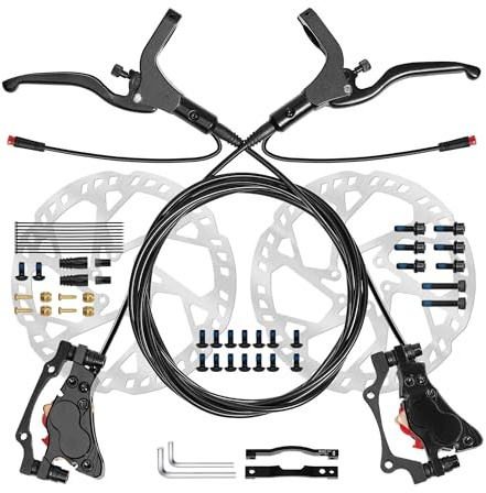 Fahrrad Trommelbremse LD4X-300 4 Kolben Fahrrad hydraulische Scheibenbremse 2-PIN 3-PIN hydraulische Scheibenbremse Set mit 2 Stück 180 mm Rotoren Fahrrad Trommelbremsensatz(3Pin-LD4X-300-Brake)