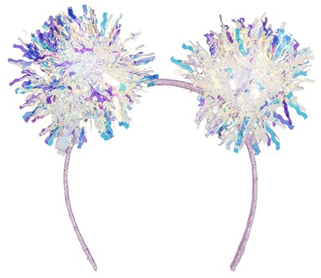 Boland 52194 - LED Tiara Sparkle, Pompom Haarreif mit Licht, leuchtende Accessoires für Karneval und Mottoparty, Party Outfit