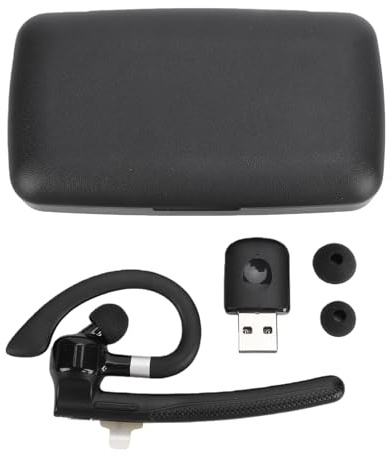 ZAICOLER Bluetooth 6.1 Wireless Headset with Single Ear Noise Cancelling Earpiece USB Dongle, 50H Talk Time Mute Key 500mAh Charging Case for Truck Drivers Office Call Center
