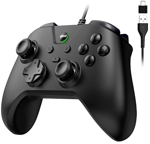 Megadream Manette filaire pour Switch 2 | 1/PS4/PS3/PC/Android, taux de polling de 1000 Hz, câble USB de 2 m, adaptateur USB -C, joystick ergonomique avec fonction turbo, double vibration