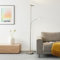 Lightbox LED Deckenfluter mit warmweißer Lichtfarbe (3000 K) - Stehleuchte mit einstellbarem Lesearm und Drehdimmer - Metall Eisen - 1,8m Höhe