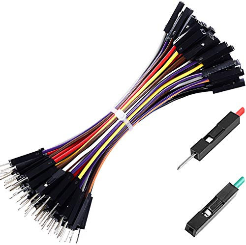 Breadboard Jumper Wires Male to Female 4'' Length 0.1'' Square Head 100-Pack 10 Colors 24AWG by Hellotronics (10CM, 1P M/F)