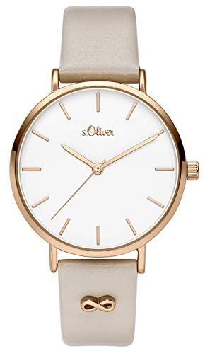 s.Oliver Damen Analog Quarz Armbanduhr mit Lederarmband