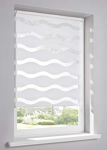 Tropik Home Wave 3D White Dual Zebra Window Roller Blinds, 16 Width Sizes, 150cm Drop, 69cm Wide (27)