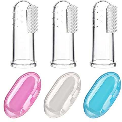 Jochebed Baby Finger Toothbrush for Training Teething - Infant & Toddles & Lids Teeth Brush Soft Babies Toothbrushes Oral Cleaning Massager to Train Your Child Healthy Oral Habits -3 PCS
