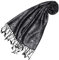 Lorenzo Cana Luxus Seidenschal für Frauen Schal 100% Seide gewebt Damenschal elegant Paisley Muster Grau Schwarz 78645