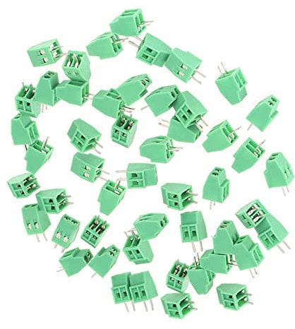 50Pcs Connettore universale a morsettiera a 2 pin Connettore 2 54mm PCB Passo verde Connettore a morsettiera 50 Set di connettori a morsettiera