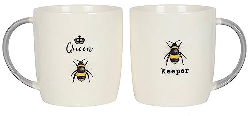jones DP_41538 Becher Set | Queen Bee Keeper | H 9 cm x B 11 cm x T 11 cm, 2 Stück, cremefarben