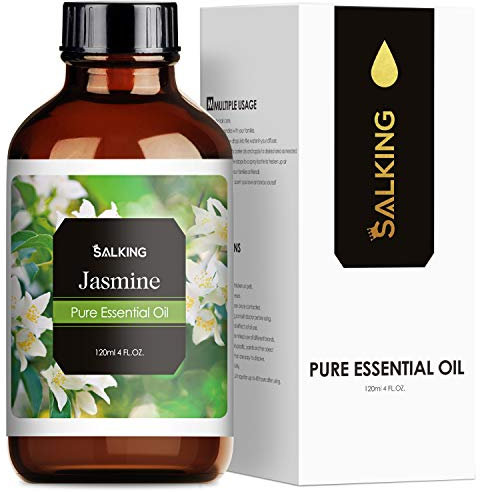 SALKING Jasminöl 120ml, 100% Reine Natürliche Jasmin ätherisches öl für Aroma Diffuser, Aromatherapie Duftöl für Duftlampen Luftbefeuchter, Massage, Seife, Kerzenherstellung, Geschenke für Frauen