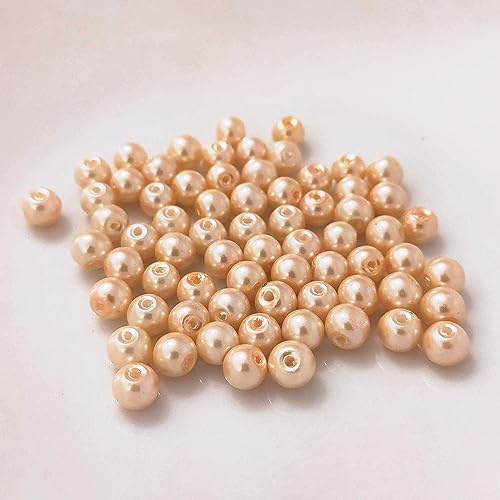 Kopper-24 (4 mm/Lachs) Glasperlen - Bastelperlen aus Glas rund - 30 Farben mit Loch Perlen zum Basteln auffädeln Armbänder Traumfänger bunt Set DIY mini kleine große Kinder Bastelperlen Schmuck