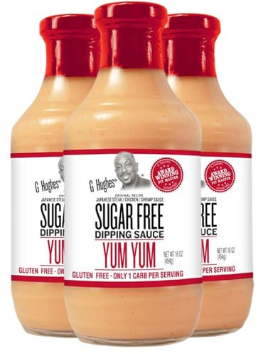 G Hughes Sauce Yum Yum sans sucre – Sauce Yum Yum sans gluten, sauce à tremper, sauces à tremper sans sucre, sauce Yum Yum originale à faible teneur en glucides, vinaigrettes et sauces sans sucre –