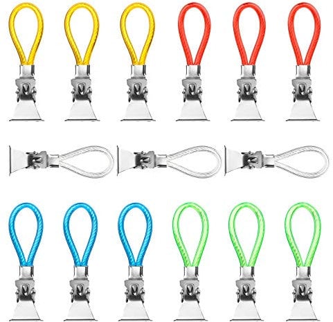 DONQL 15 Stück Handtuchklammer Handtuch-Haken Bunt Ersatz-Ösen Haken Küche Geschirrtücher Haken Set Handtuch Haken Handtuchclips Handtuchhalter-Clips für Bad Kücher 5 Farben