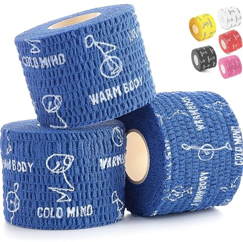 WARM BODY COLD MIND 4,7cm Hook Grip Tape für Gewichtheben - Weightlifting Tape für Crossfit, Krafttraining, Sporttape, Baumwolle Thumb Tape, Daumen Tapen (3 Rollen Blau)
