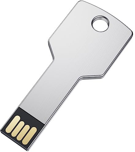Uflatek 128GB USB Stick Schlüsselform Speicherstick USB 2.0 Flash-Laufwerk Silber Tragbar Flash Drive Wasserdicht Memory Stick Schlüssel Datenspeicher Gutes Geschenk für Geburtstag