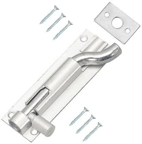 TERF® Aluminium Door Bolt Barrel Slide Lock Necked Door Bolt 75mm [3''] Door Latch with Screws Ideal Door Locks for Internal and External Doors - 75mm