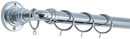 Room Darkening Extendable Metal Curtain Pole (25/28mm) (Nickel,180cm-340cm) | Heavy Duty Metal Extendable Curtain Pole, 25/28MM Diameter, Rings & Fittings Included for Bedrooms, Lounges and Living Rooms