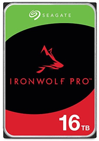 Seagate IronWolf Pro, 16TB, Unità disco interna NAS classe Enterprise - Unità SATA CMR da 6GBit/s, 3,5, 7.200 giri/min, con cache da 256 MB per sistemi NAS RAID, servizi Rescue (ST16000NT001)