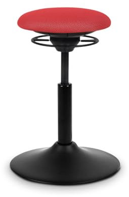 BALIMO Classic - Sitztrainer - Bewegungshocker - ergonomischer Hocker mit frei beweglicher Sitzfläche - Rücken-Trainer - Bürohocker - Standfuß Schwarz (Gestell Schwarz - Sitzbezug Rot)