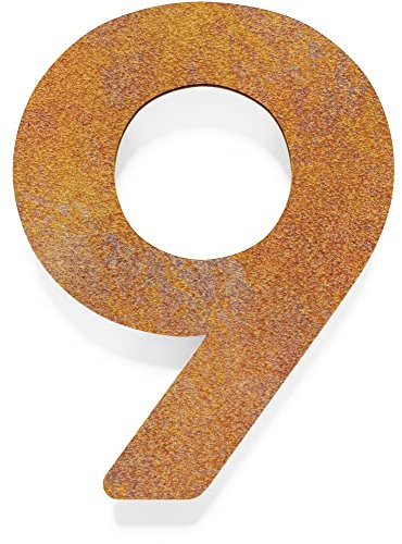 Numero civico vintage – acciaio corten resistente alle intemperie – Numero civico retrò (Nr. 9, 140 mm)