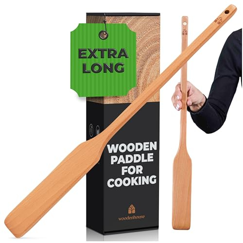 Wooden Paddle for Cooking, Stirring Paddle – 24 Crawfish Paddle – Heavy Duty Long Wooden Spoon for Large Stock Pots by Woodenhouse