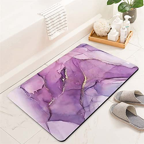Badematte Rutschfester Badezimmerteppich Absorbierende Badteppich, 80x150cm Badezimmer Teppich, Schnell Trocknend Fussmatte, Bath Mats, Bodenmatte Saugfähig Badvorleger, Fußmatte Dusche Violett