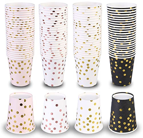 Bunte Pappbecher 250 ml, 100 Stück Mehrfarbig Partybecher, Pappbecher Kaffeebecher, Papier Partybecher, Papierbecher für Heißgetränke Kaltgetränke Kaffee Geburtstag Hochzeit Kinderparty Partybedarf