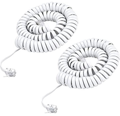 HAWAKA Nero Cavo Telefonico Spirale,4P4C Lunghezza a spirale da 0.8m a 5piedi, Cavo Cornetta Telefono Fisso per telefono fisso RJ9