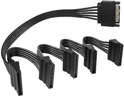 YACSEJAO SATA Power Extension Cable 15 Pin SATA 1 Male to 5 Female Splitter Hard Drive Cable for HDD、SSD、Optical Drives(1.6FT/50CM)