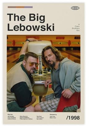 MAHWER The Big Lebowski Vintage Filmposter auf Leinwand, Poster, Wandkunst, Dekor, Bild, Gemälde für Wohnzimmer, Schlafzimmer, Dekoration, ungerahmt, 30 x 45 cm