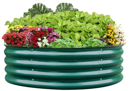Galvanized Steel Raised Garden Bed, Large Outdoor Metal Planter Box Big Flower Plant pots for Patio Backyard Porch Deck Planting Flowers Vegetables and Herbs (Green, 4 ft)