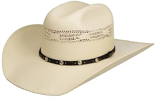 Stetson Chapeau Ranson Western Vented Toyo Femme/Homme - d'été de Cowboy avec Bandeau en Cuir Été Printemps-été - S (54-55 cm) Blanc