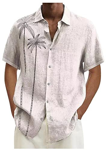 Chemise Ete Homme Veste Lin Homme Chemise Hawaienne Homme Chemise Homme Rose Chemise Verte Homme Chemise Homme Manches Courtes Chemise Homme Manches Courtes Grande Taille Blanc 4XL