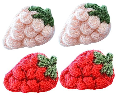 Hohopeti 4stücke Erdbeer Applikationen Aus Stoff Süße Dekorationen Für Kleidung Bastelprojekte Und Haarschmuck Für Kreative -projekte