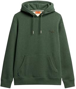 Superdry Herren Essential Hoodie mit Logo Dunkelwaldgrün Meliert S