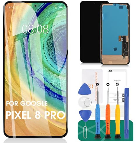 OLED pour Google Pixel 8 Pro LCD Digitizer Pièces de réparation pour Google Pixel 8 Pro Écran de remplacement pour Google Pixel 8 Pro Écran tactile Assemblée Remplacement GC3VE G1MNW avec cadre noir